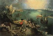 BRUEGEL, Pieter the Elder landscape with the fall of lcarus oil painting artist